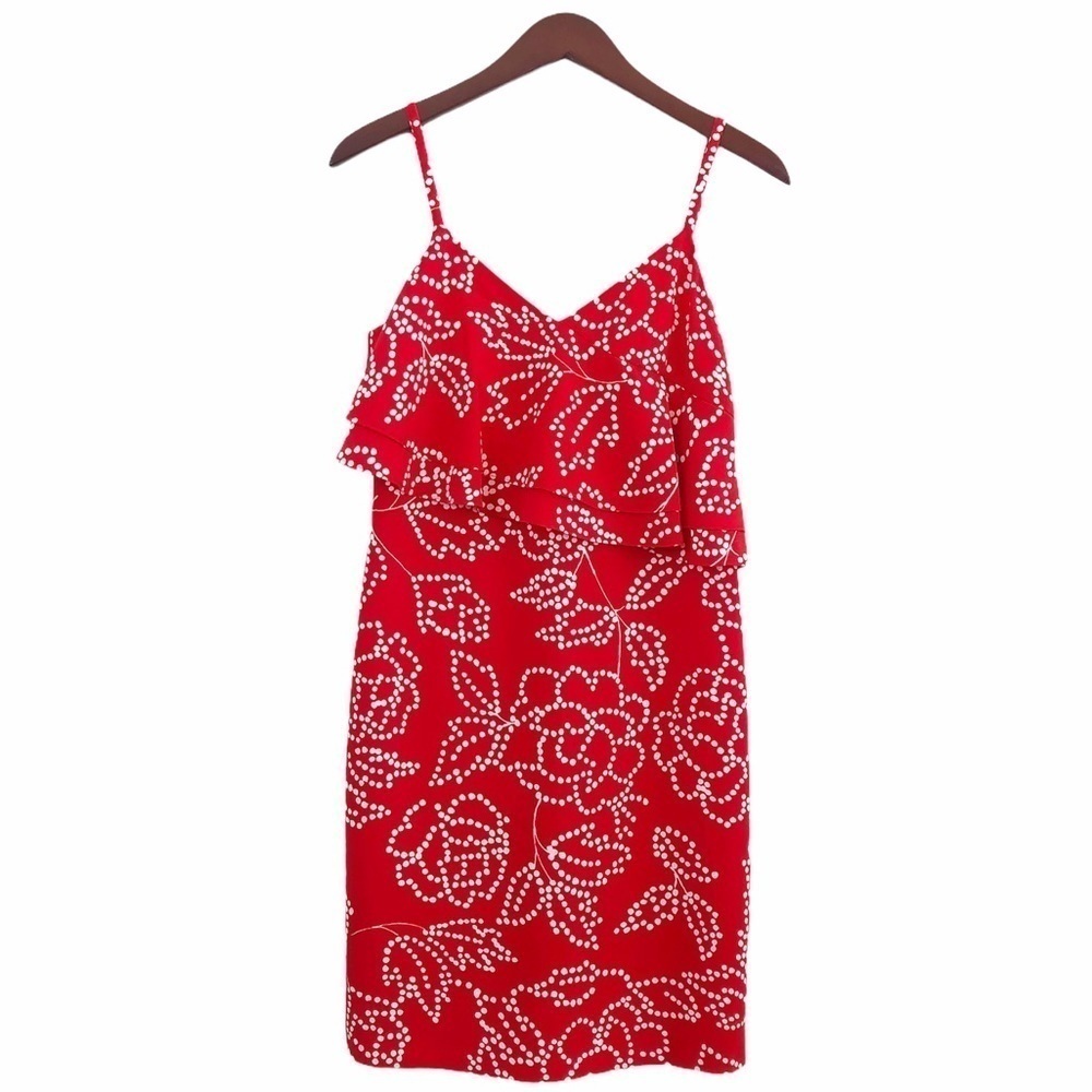 KARL LAGERFELD Paris NWT Dotted Floral Strap Dress Size 4 in Red and White